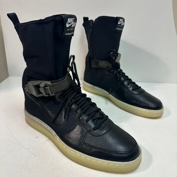 WORN ONCE Nike x Acronym Air Force 1 Downtown Boot Cinch Black Crimson 9.5 - Picture 5 of 11